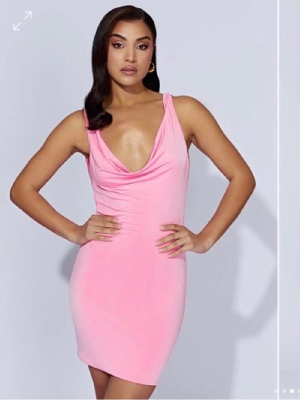 MESHKI Juliette Cowl Mini Dress in bubblegum pink